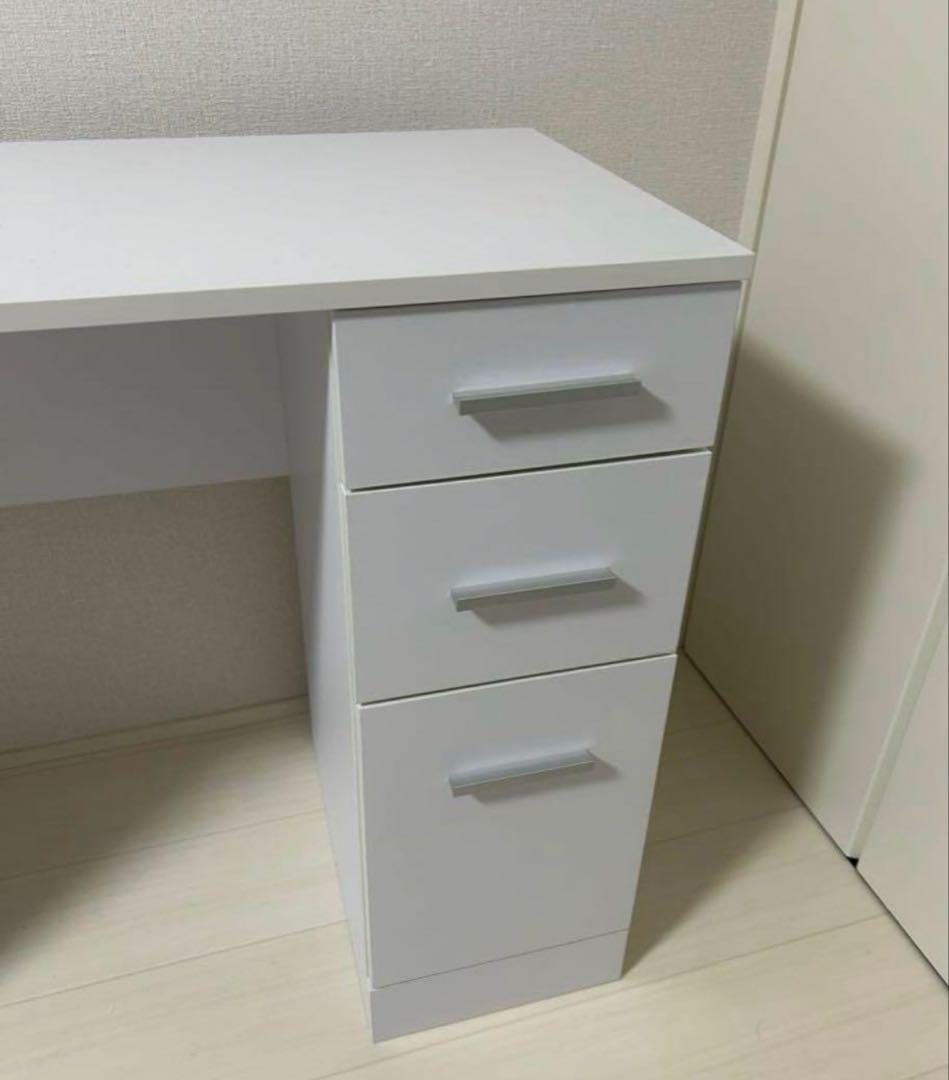 引き出し付きデスク　スリムデスク　在宅ワーク　ホワイト　机　完成品　ドレッサー