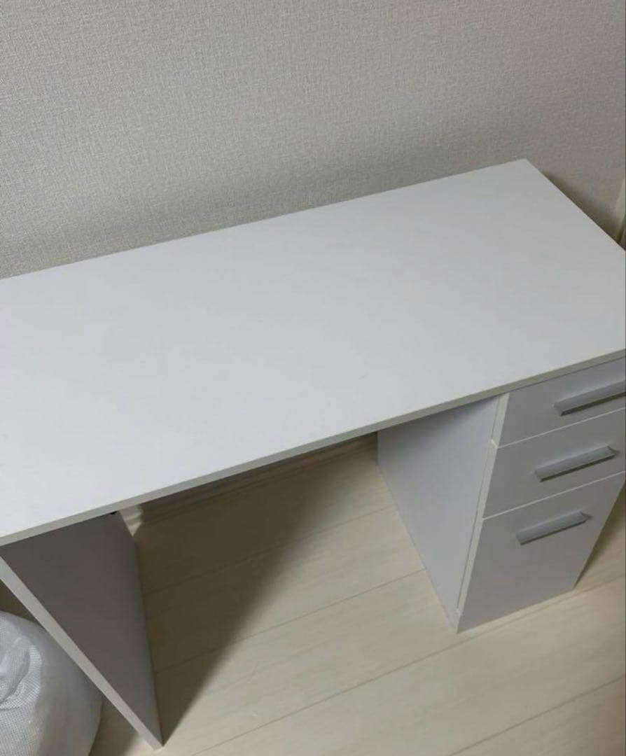 引き出し付きデスク　スリムデスク　在宅ワーク　ホワイト　机　完成品　ドレッサー