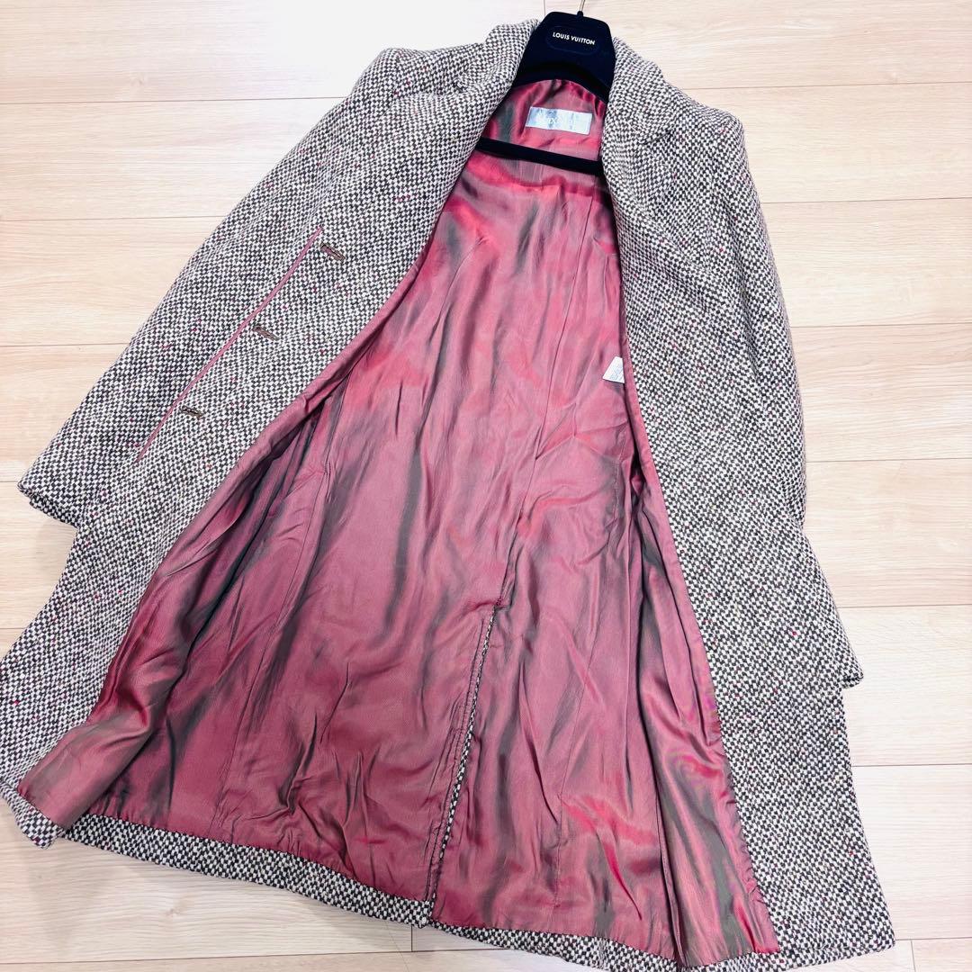 マックスマーラ　チェスターコート　ロング　銀タグ　ツイード　40 大きいサイズ