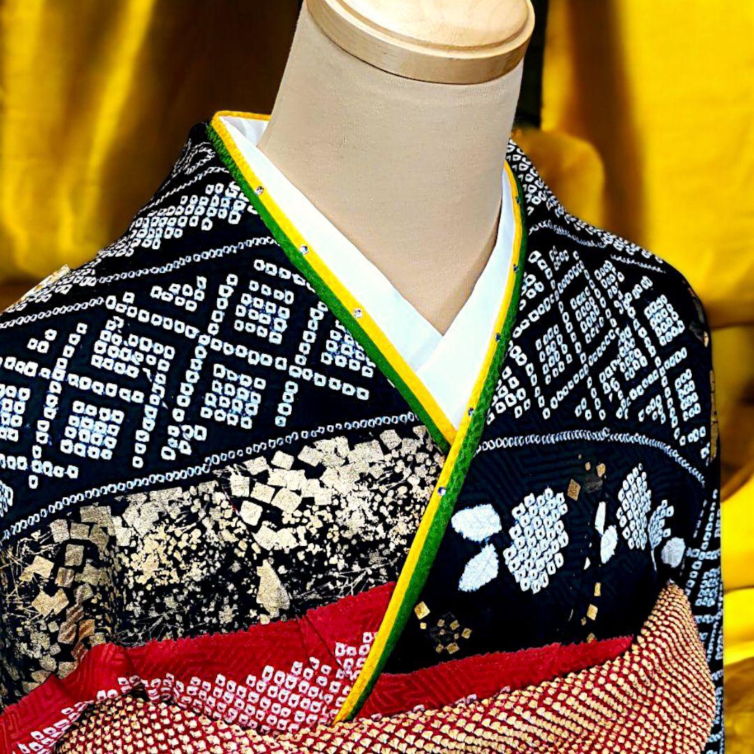 極上品♥憧れの総絞り本鹿子♥最終価格！♦振袖単品販売♥金駒♥鉄板人気の紅白黒