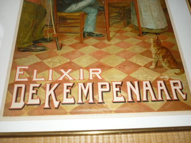 1905年ベルギー◆『ELIXIR DEKEMPENAAR』石版画 酒類ポスター