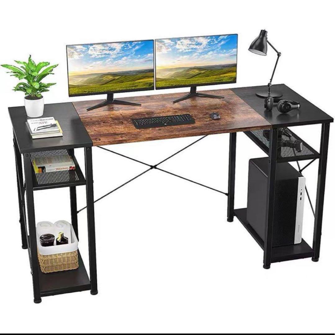 ラスト1点⭐️幅120 ゲーミング パソコンデスク 作業台 ミシン台 収納棚付き