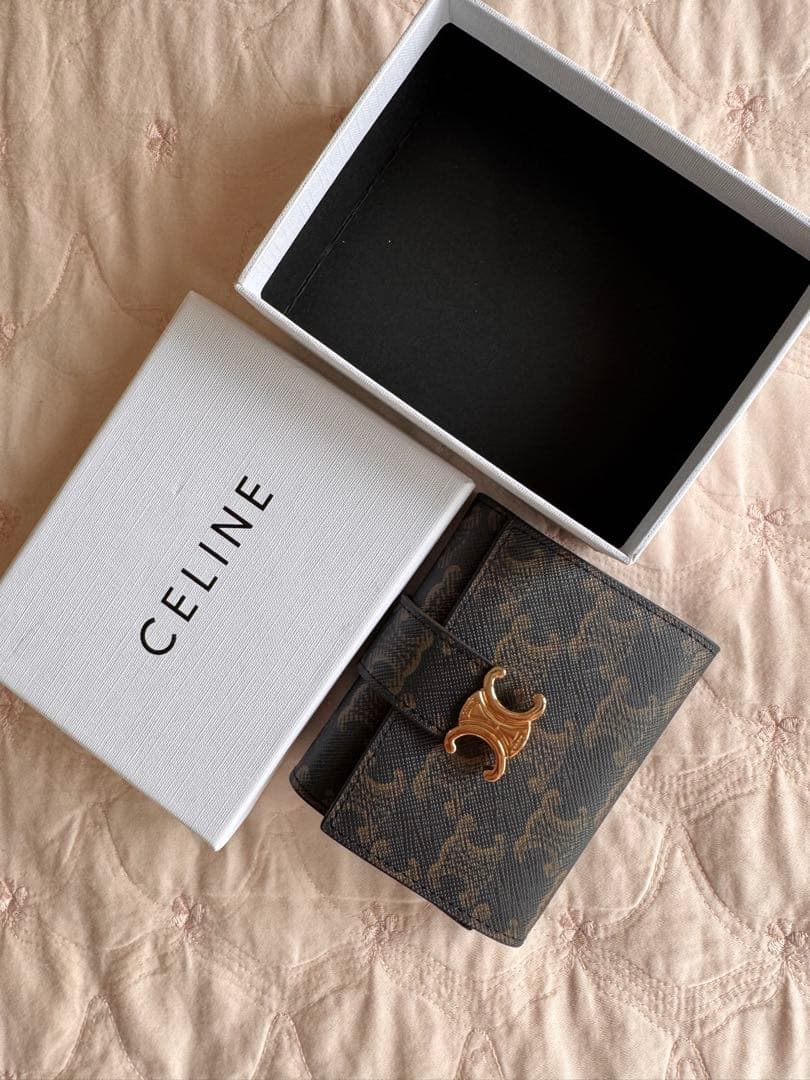 CELINE 三つ折り財布 ブラウン/ブラック