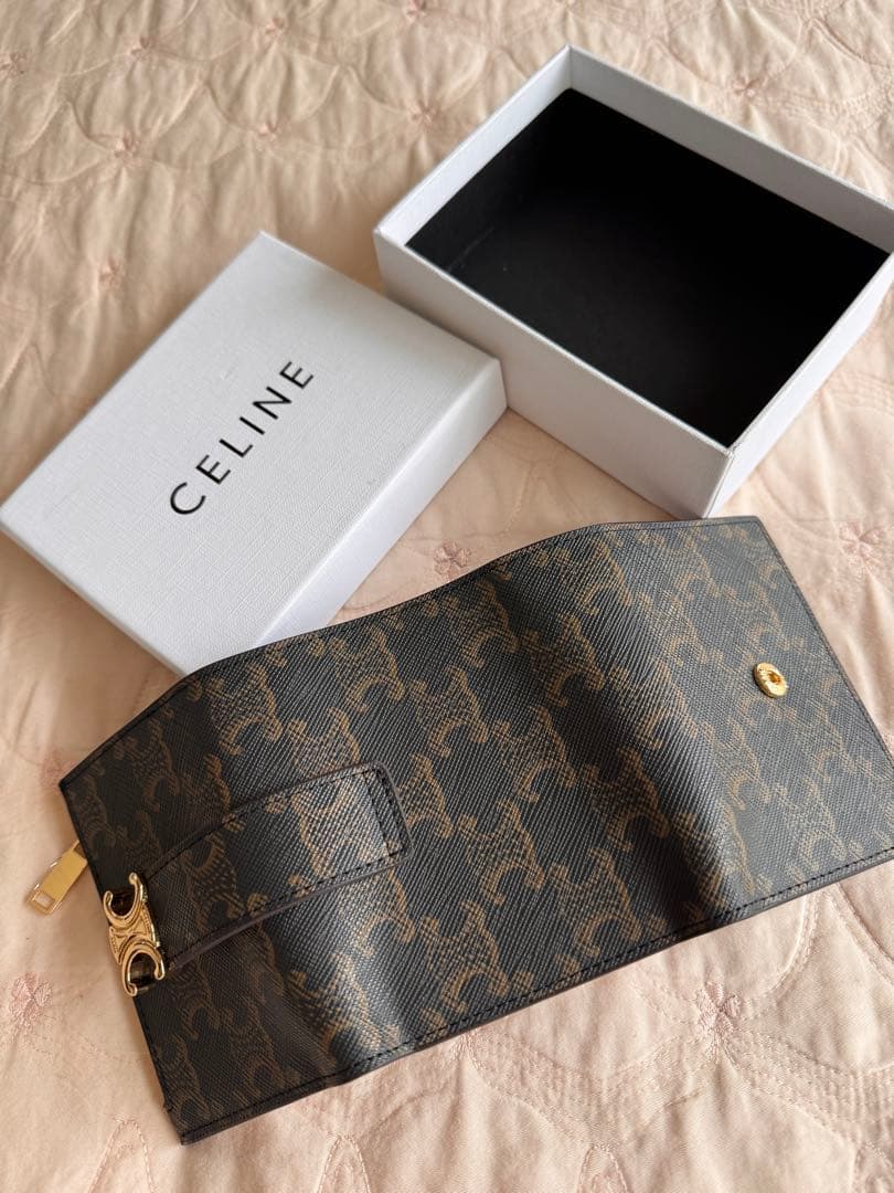 CELINE 三つ折り財布 ブラウン/ブラック