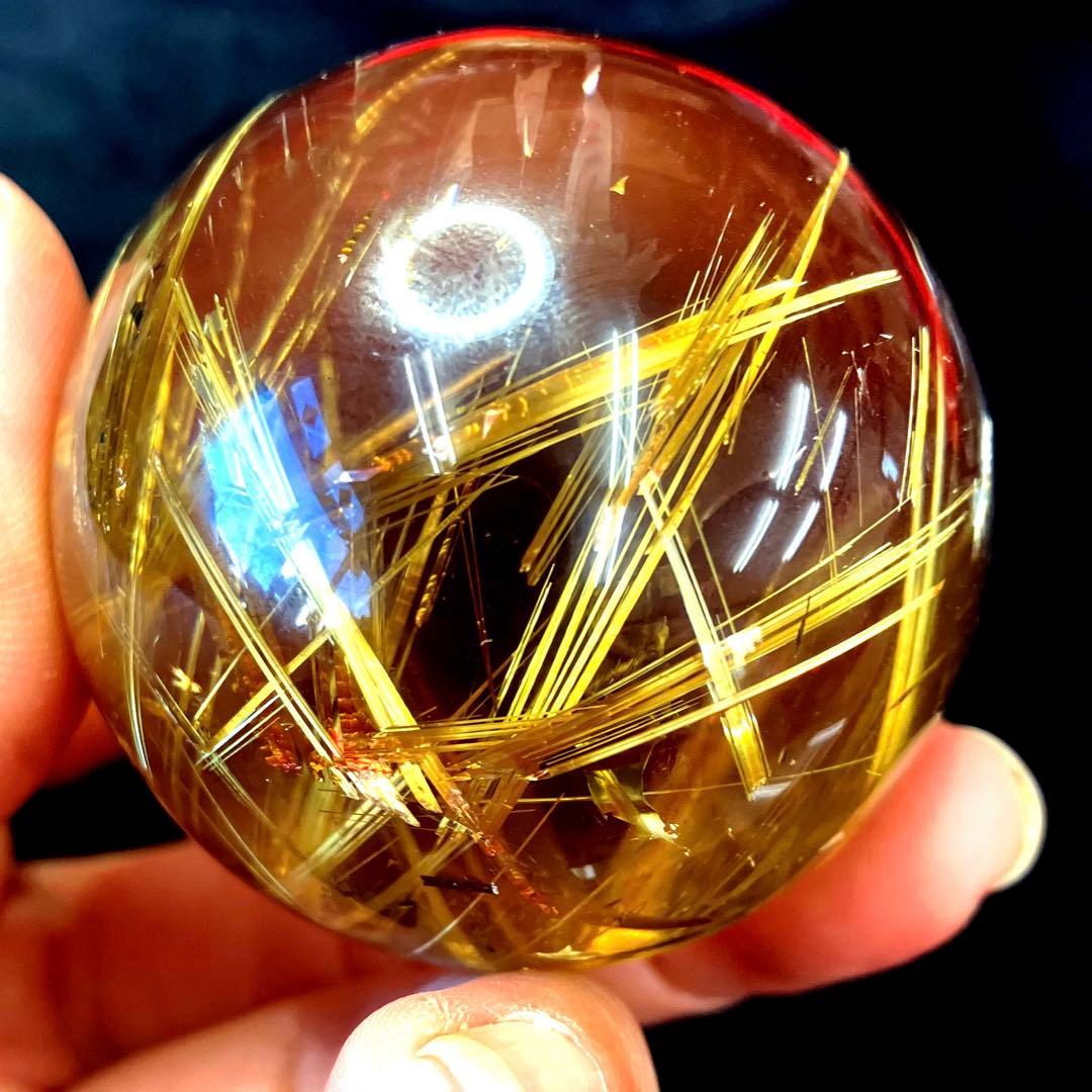 超絶綺麗✨47mm ゴールドタイチンルチルクォーツ　丸玉　スフィア　金針水晶