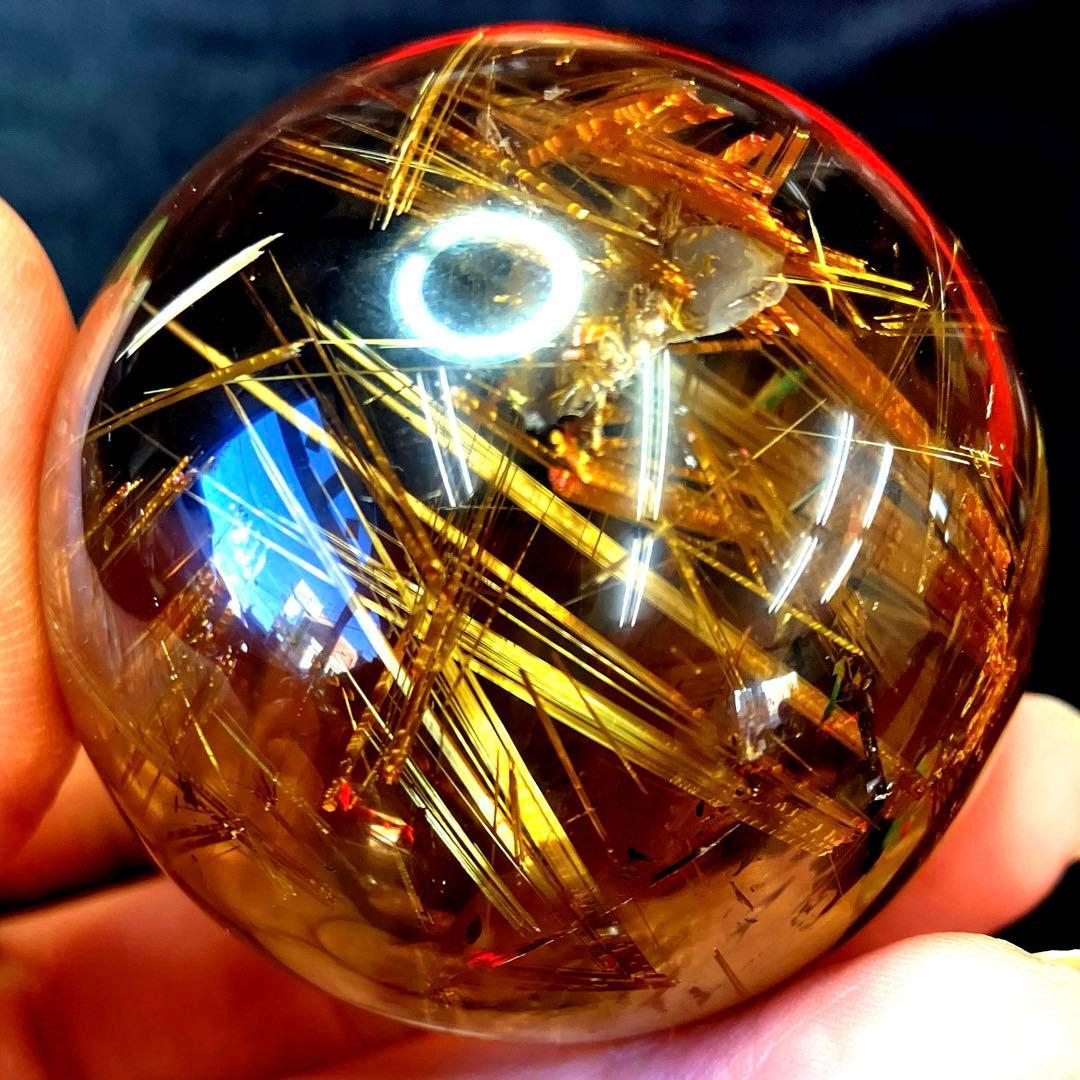 超絶綺麗✨47mm ゴールドタイチンルチルクォーツ　丸玉　スフィア　金針水晶