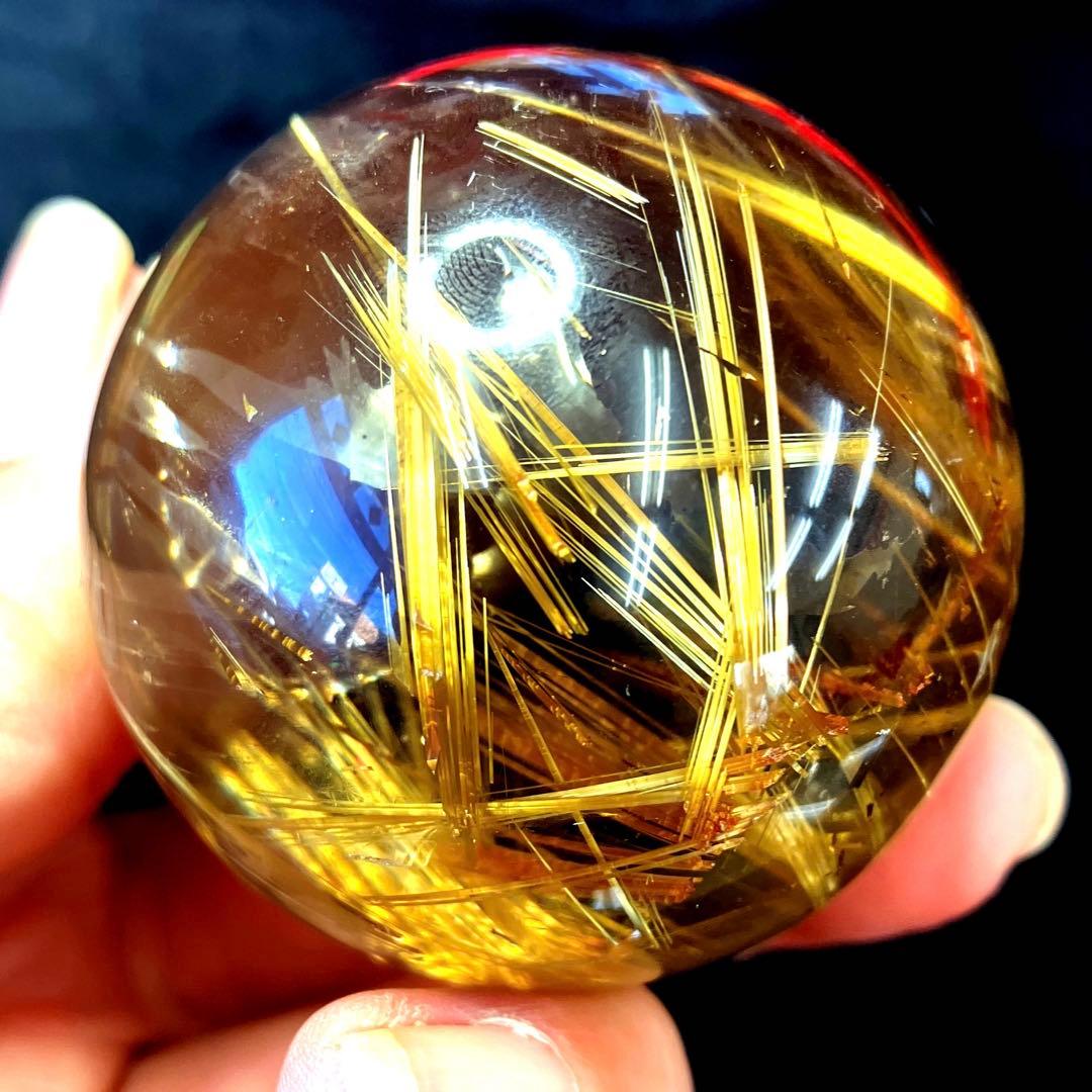 超絶綺麗✨47mm ゴールドタイチンルチルクォーツ　丸玉　スフィア　金針水晶