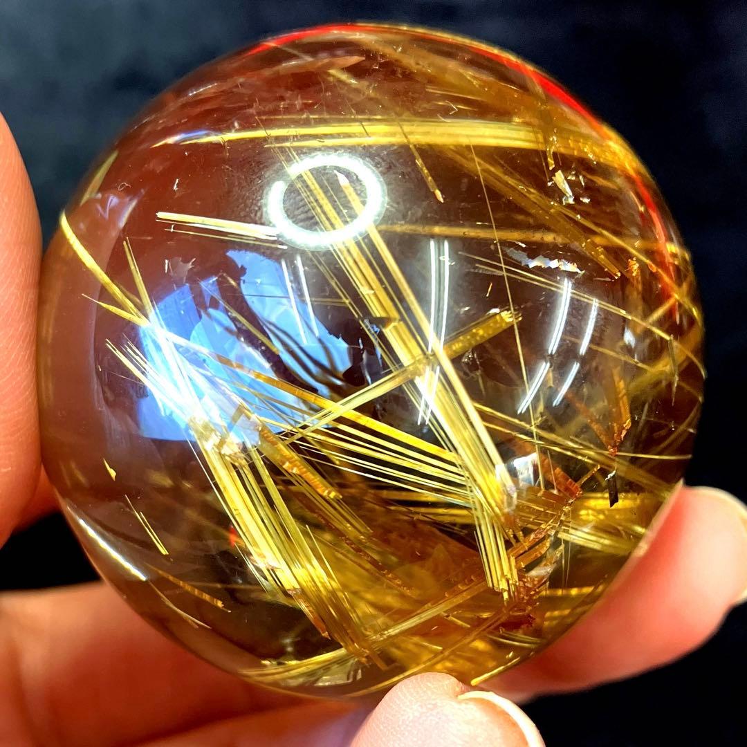 超絶綺麗✨47mm ゴールドタイチンルチルクォーツ　丸玉　スフィア　金針水晶