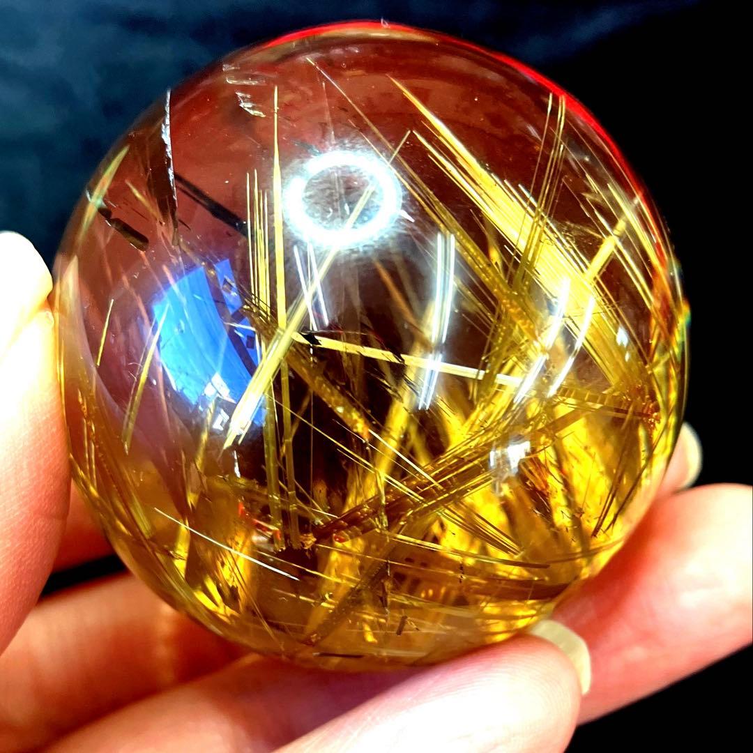 超絶綺麗✨47mm ゴールドタイチンルチルクォーツ　丸玉　スフィア　金針水晶