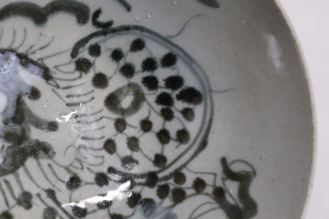 ニ　中国　清朝初期　染付龍紋碗　アンティーク　送料込み0321