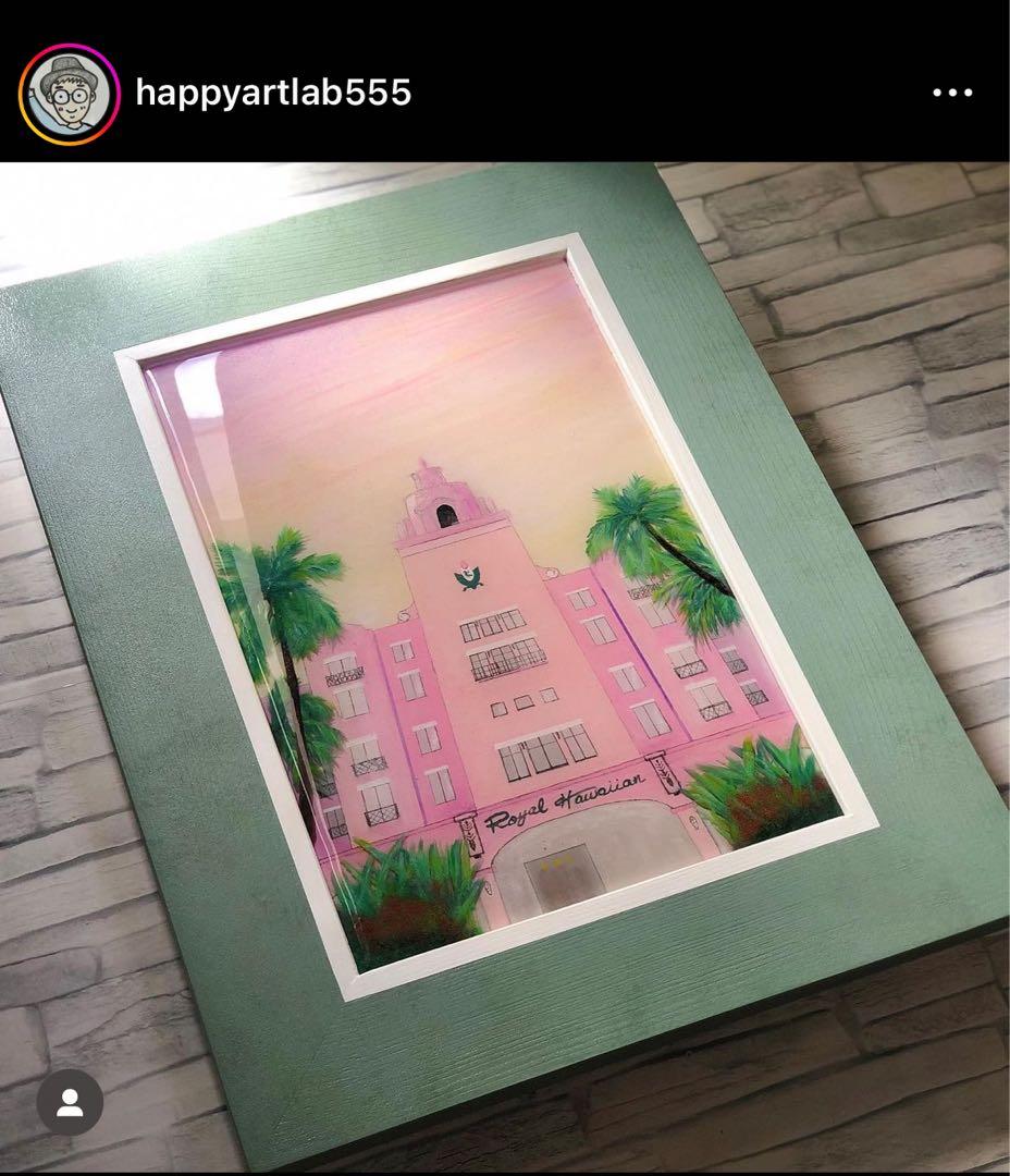 激レア　ロイヤルハワイアンホテル　レジンアート　原画　希少　1点物