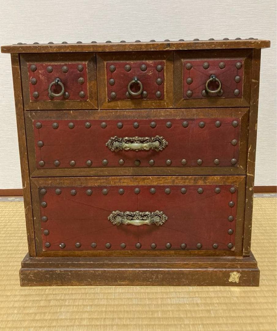 アンティーク チェスト レトロ　箪笥　タンス　本革　ヴィンテージ