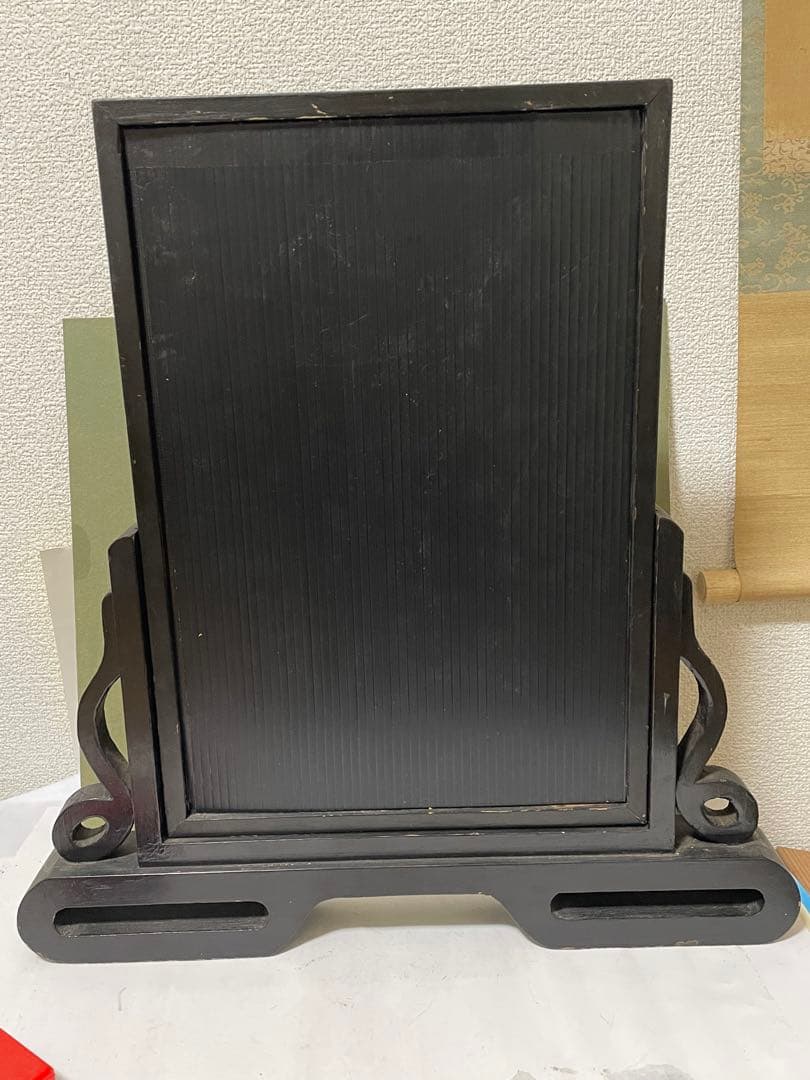 中国美術　人物の図　陶板画　硯屏