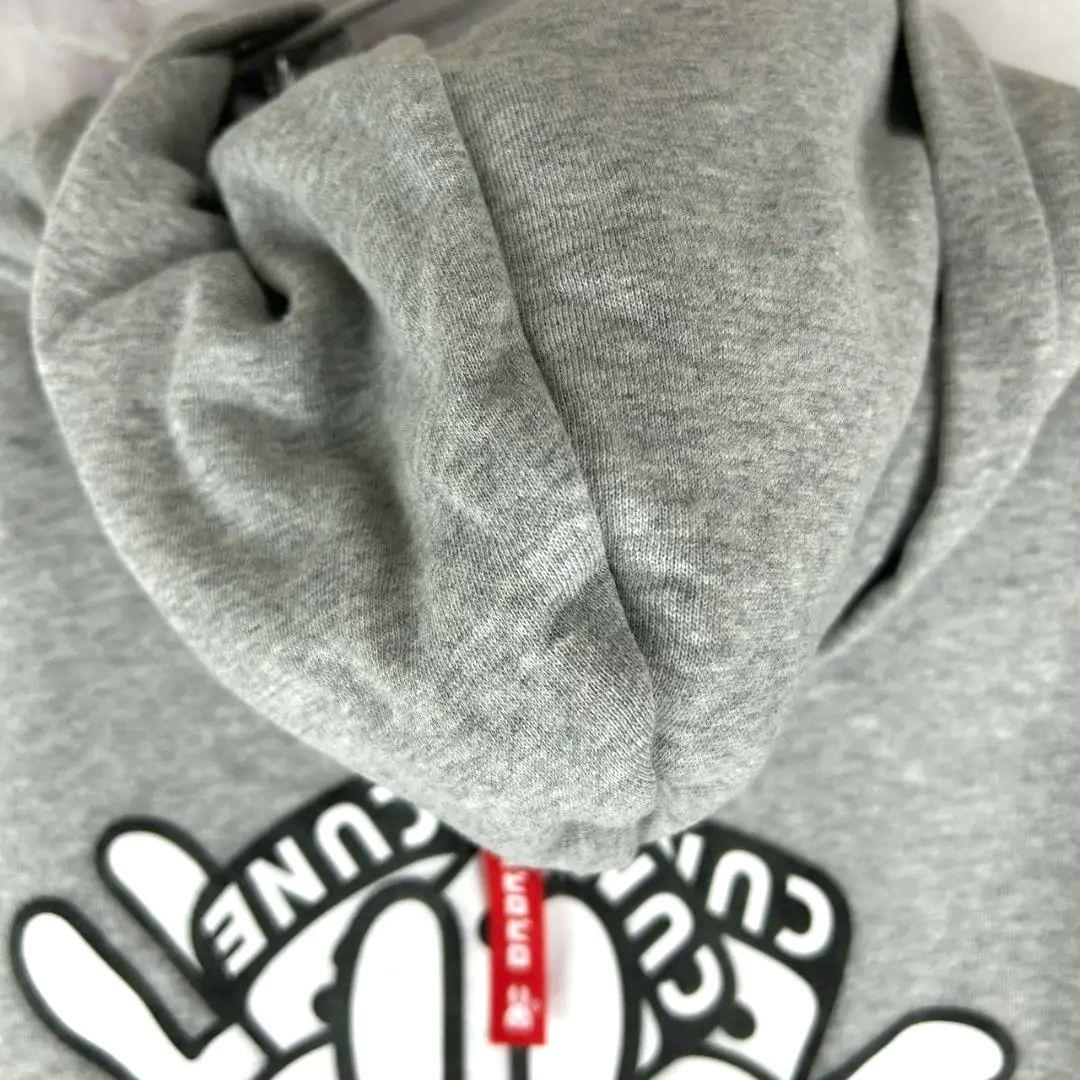 CUNE グレー バッグプリント　フード付きパーカー　フーディー