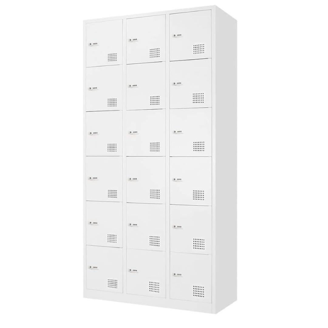 LOOKIT ロッカー 18人用 鍵付き スチールロッカー 3列6段 ダイヤル錠