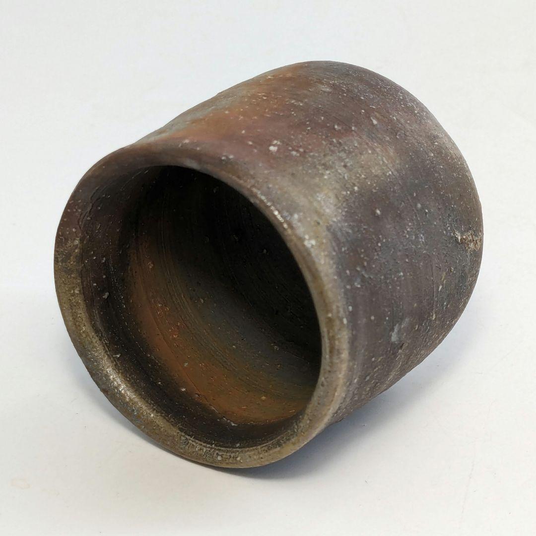 岡山県重要無形文化財 四代目松田華山 備前焼 桟切酒呑 共箱共布栞 酒器 酒杯