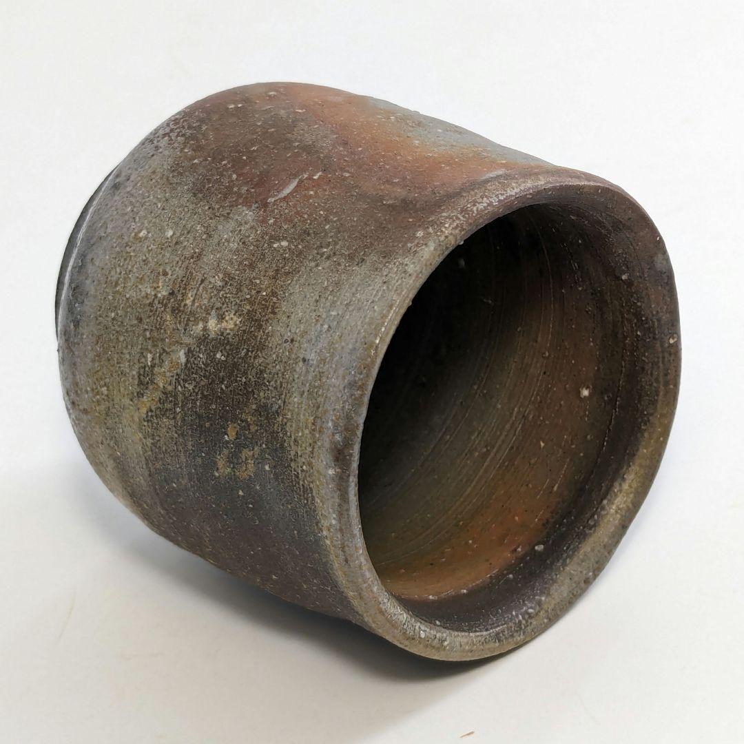 岡山県重要無形文化財 四代目松田華山 備前焼 桟切酒呑 共箱共布栞 酒器 酒杯