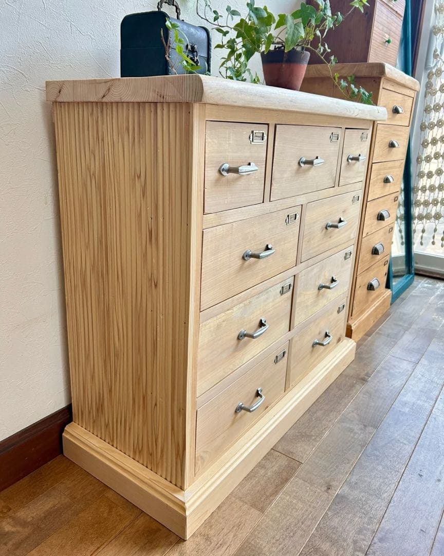 【ハンドメイド】国産ひのき使用　シンプル9杯チェスト