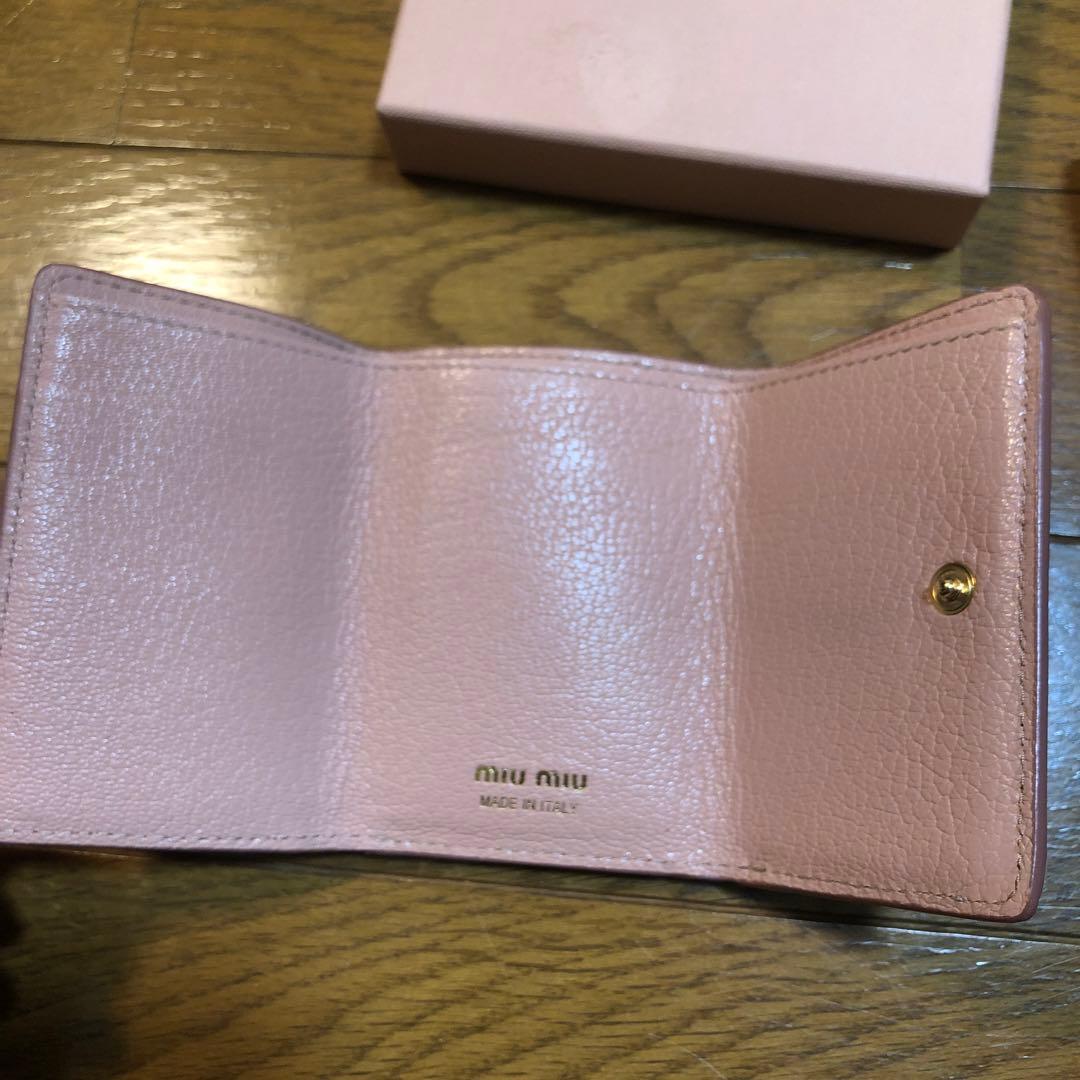 ◎miumiu ピンク　財布　リボン　ラインストーン