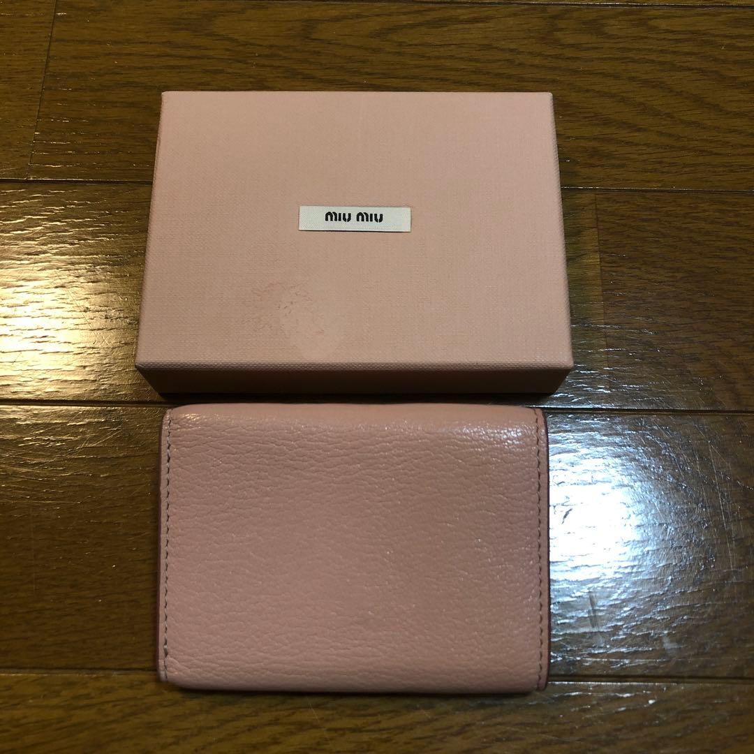 ◎miumiu ピンク　財布　リボン　ラインストーン