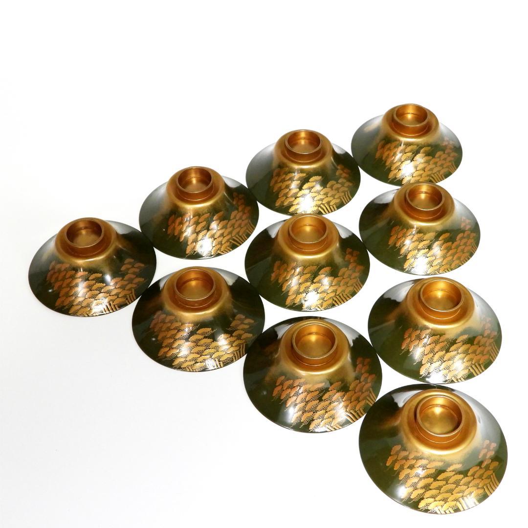 橘屋浅野友七』造 富士形 蒔絵 吸物椀 10客揃 共箱◆保証 江戸後期茶人の言葉