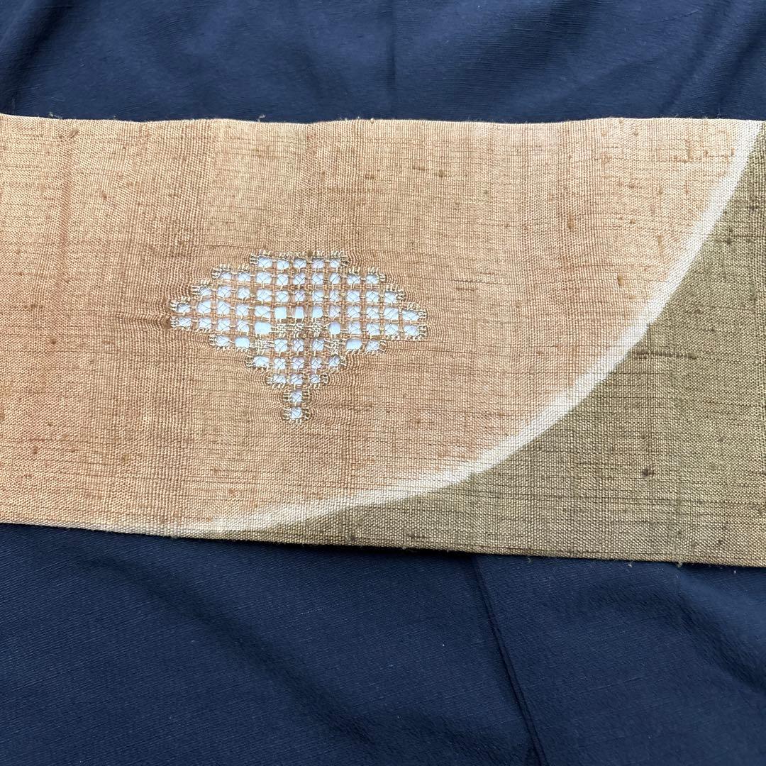生紬 汕頭刺繍 名古屋帯 未使用 ご購入者❣️