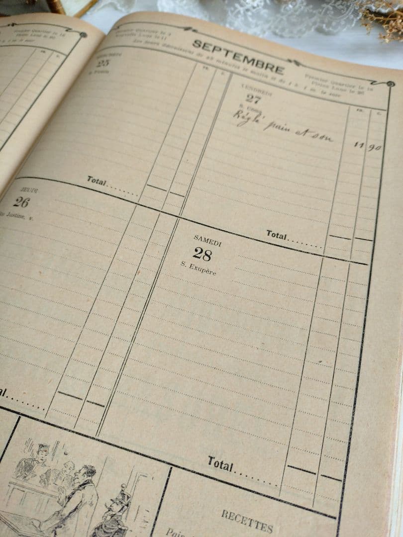 452.【1912年】 日記帳 家計簿 フランス アンティーク