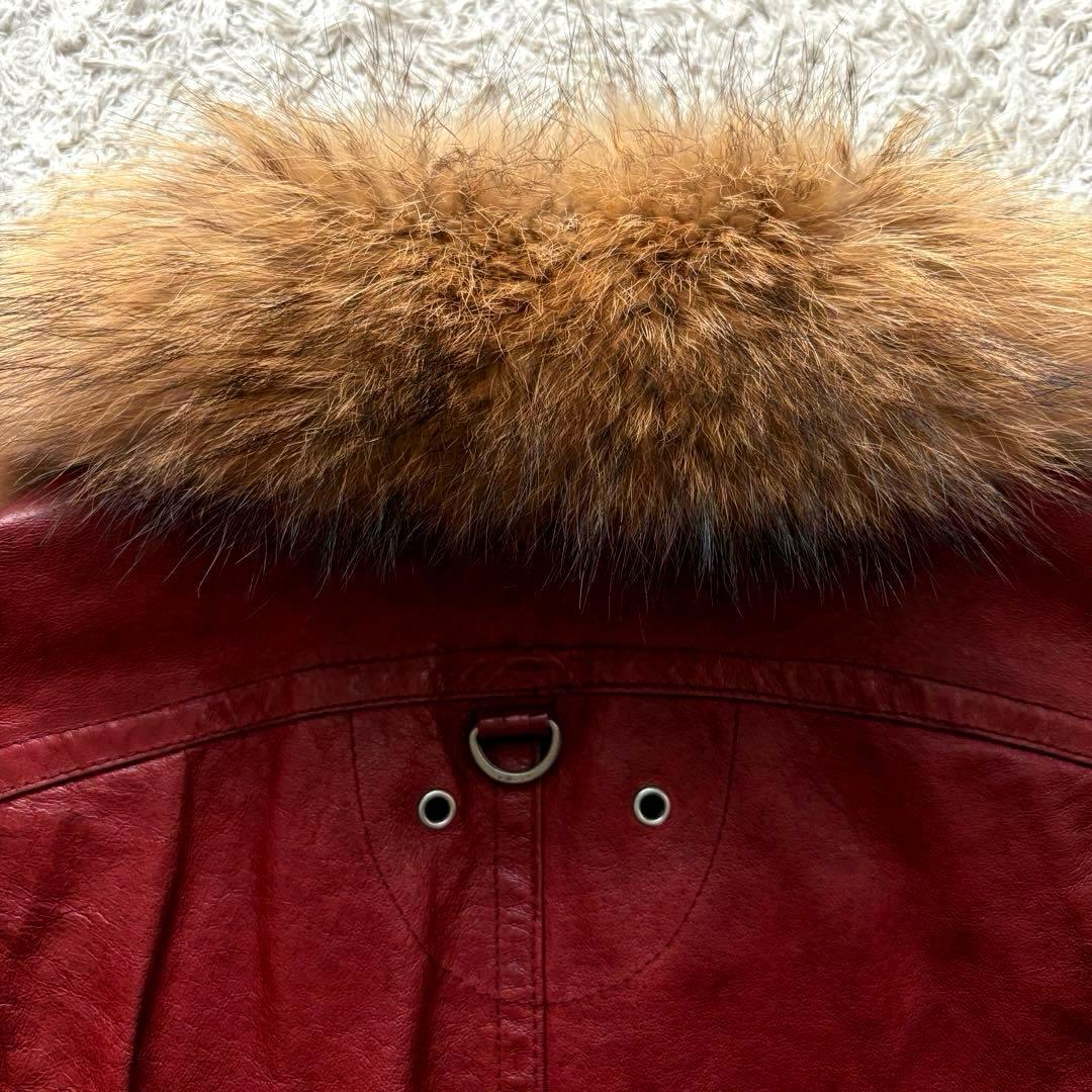 ★本革 Lサイズ★ A.S.M ライダース ダブルジップ ラクーンファー