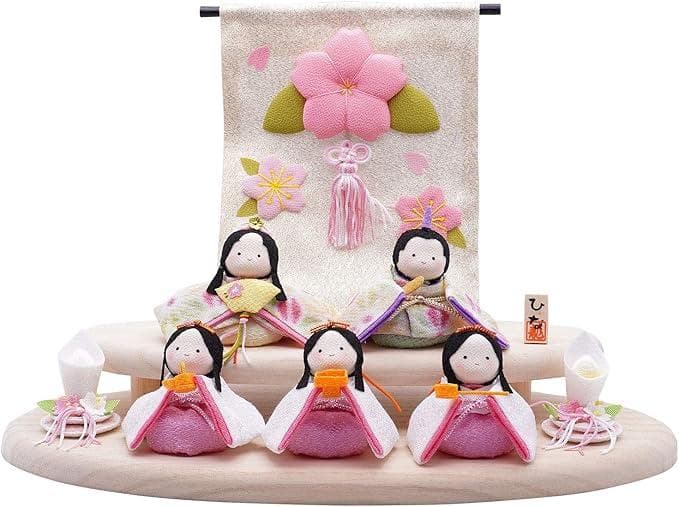 リュウコドウ (龍虎堂) ぽてりひな５人 木製台飾りセット/Y23661-I1