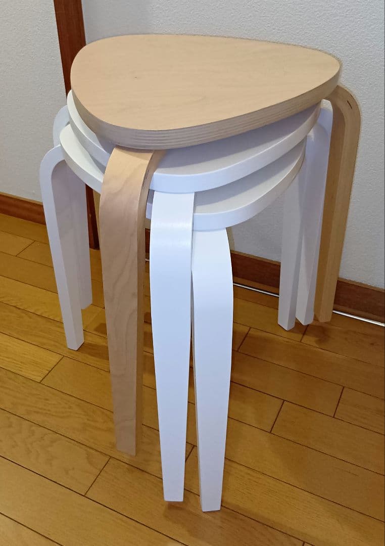 IKEA KYRRE シルレ スツール ナチュラル 1脚　ホワイト2脚　セット