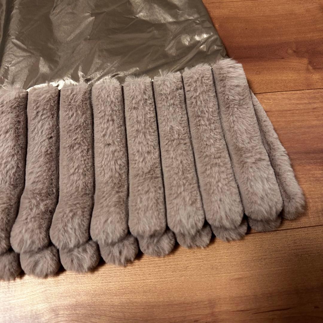 ファー付き　中綿スカート　保温　サイズ1 メタリックベージュ　新品　秋冬　真冬