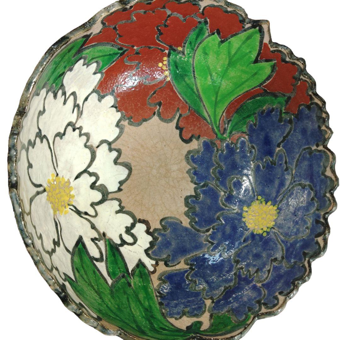 在銘　乾山　手書き　菓子鉢　陶胎　高さ9.5cm、直径22cm