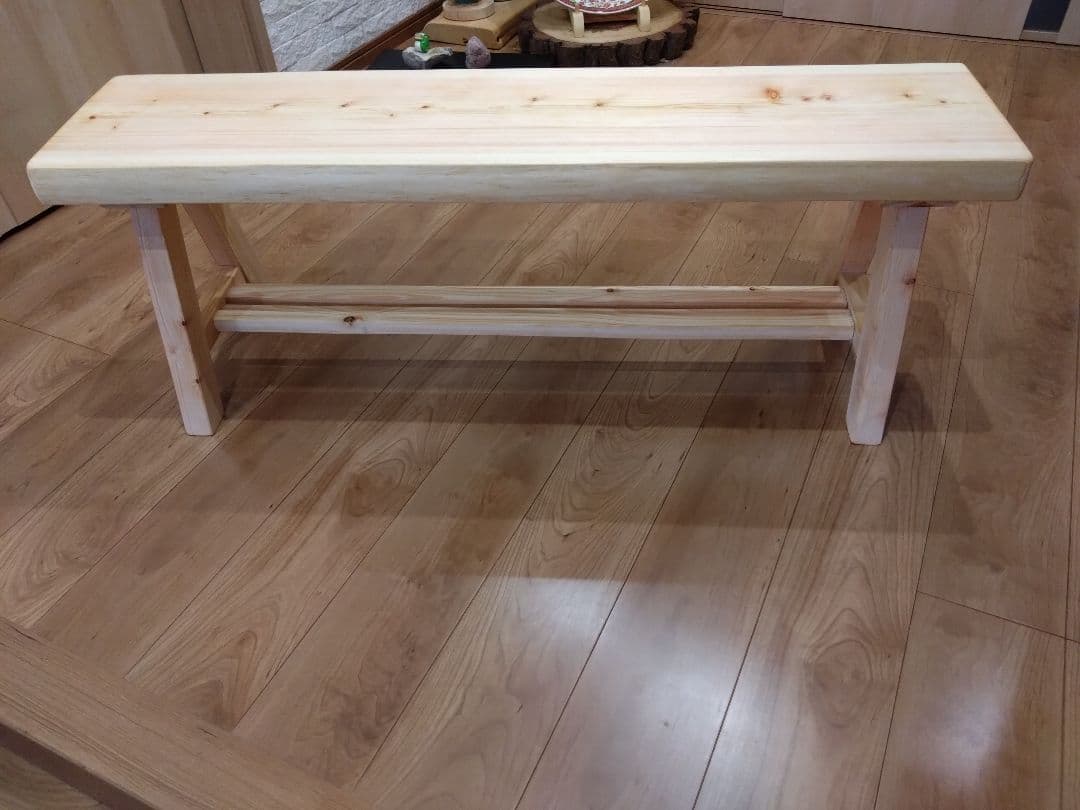 檜のベンチ51　値下げ❕耳付き、幅広で座りやすく、総檜造り、リビングや食卓に❕