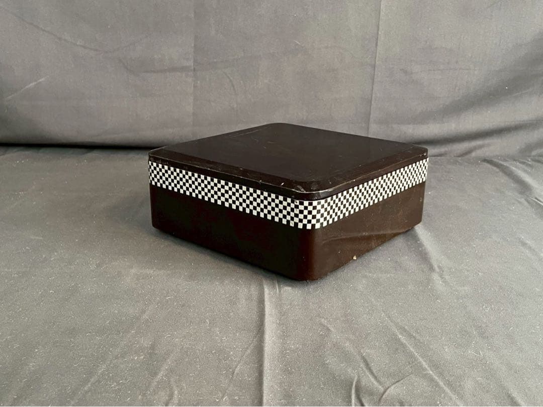 時代漆器 市松蒔絵 黒塗 内梨地 五段重箱 二枚蓋 合蓋三枚付 共箱 / 輪島塗