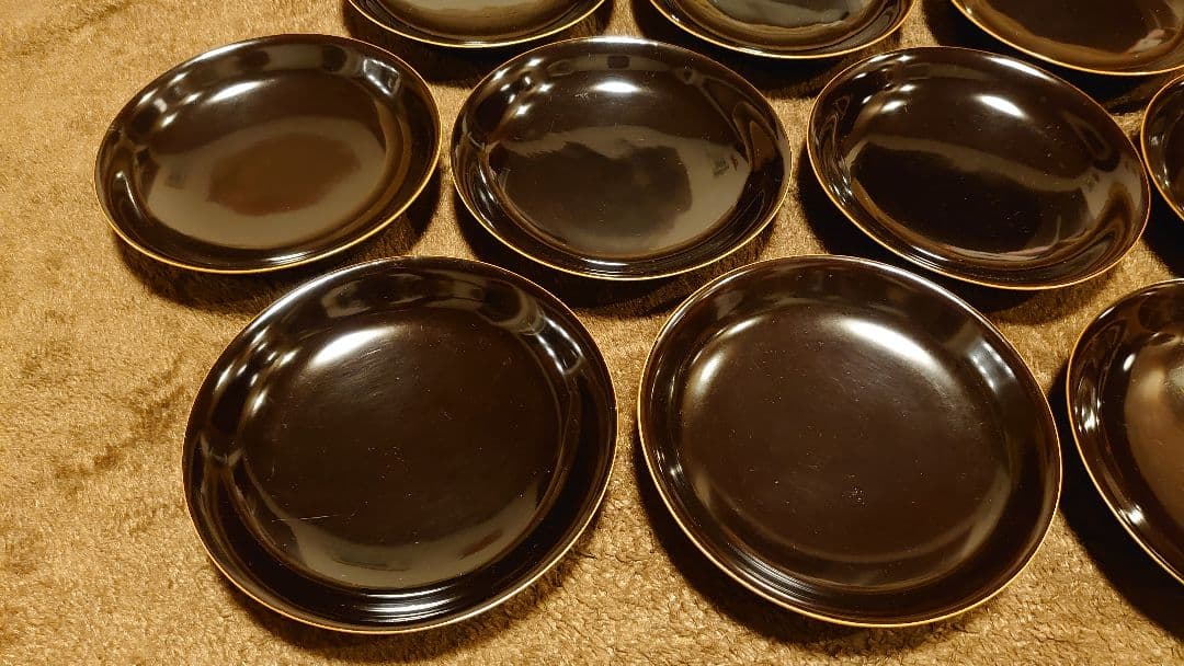 輪島塗　漆器　栗色　中皿　菓子皿　蔵出し　１０客