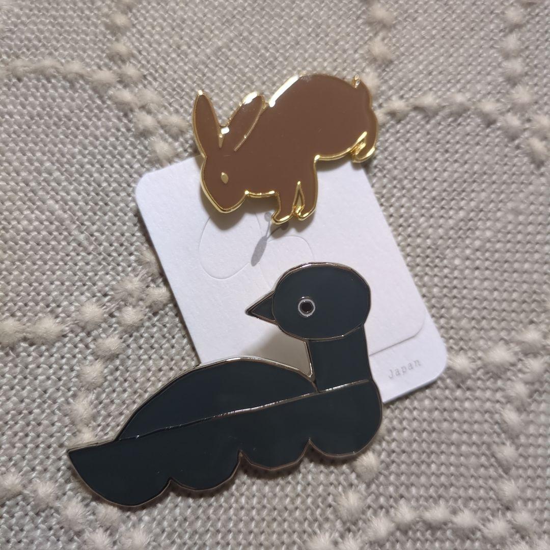 ミナペルホネン ブローチ『sea birds』『usagi』2個セット