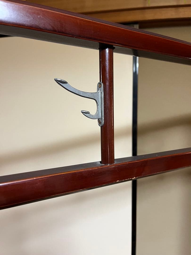 昭和レトロ木製 衣紋掛け ハンガーラック 折り畳み式 古道具 古民家　衣桁