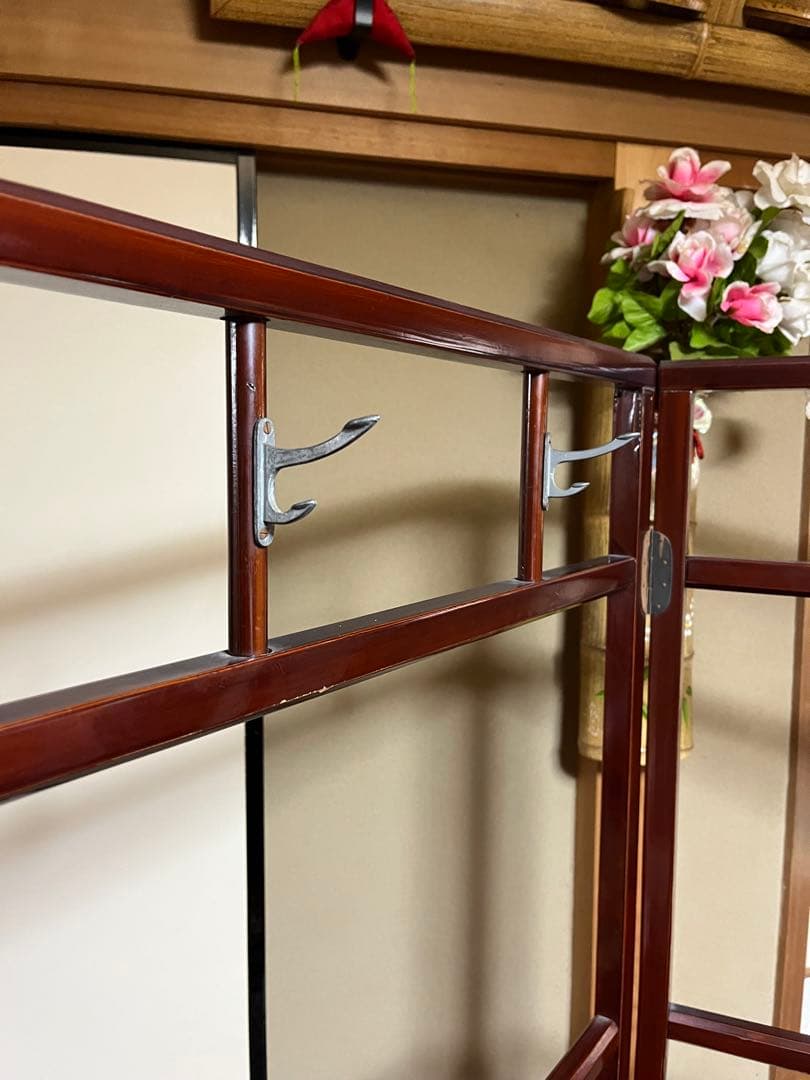 昭和レトロ木製 衣紋掛け ハンガーラック 折り畳み式 古道具 古民家　衣桁