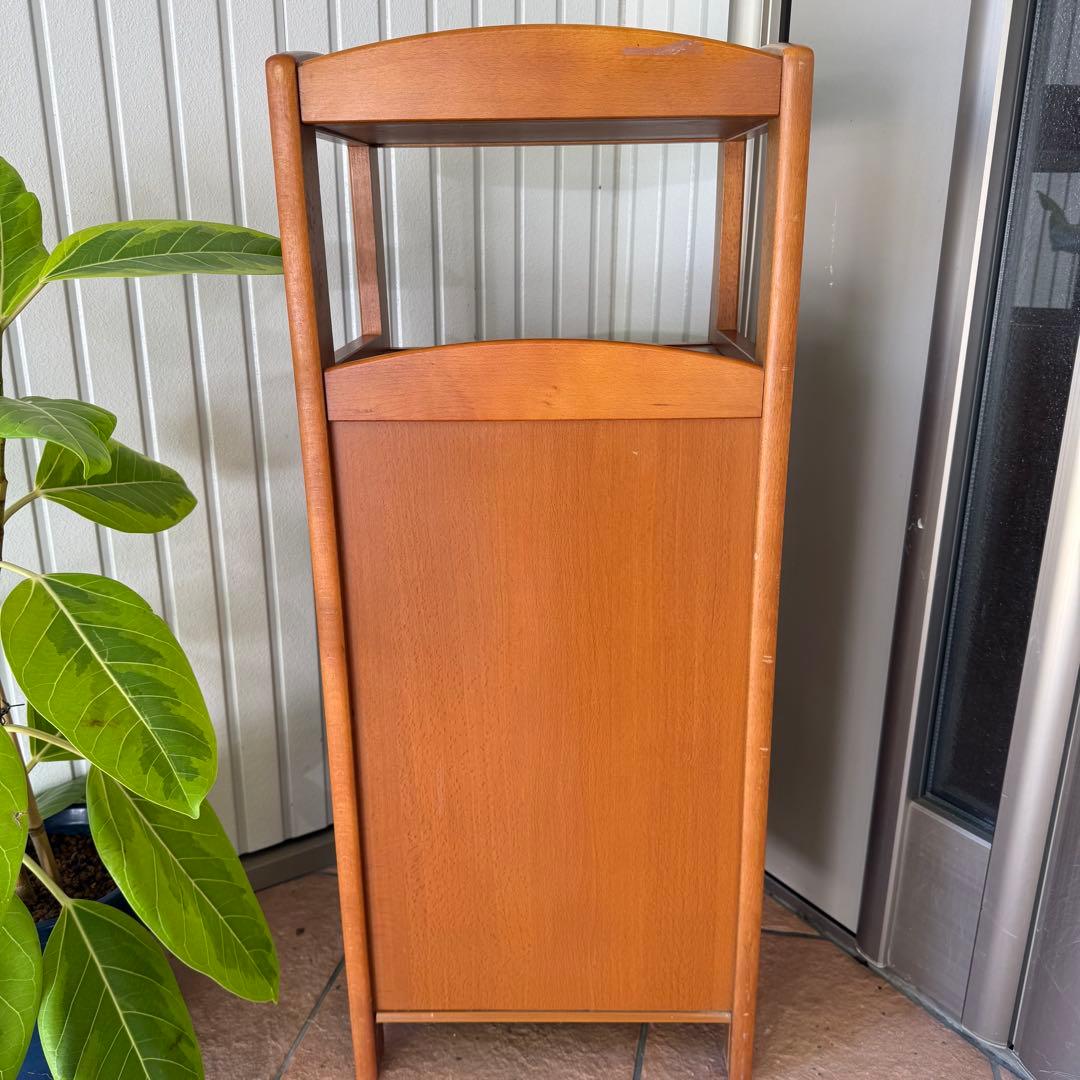 カリモク　ラタン　木製電話台・ファックス台 引き出し付き