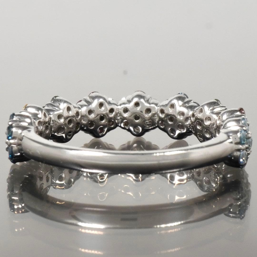 ダイヤ リング マルチカラー ダイヤモンド プラチナ パヴェ 指輪 1ct