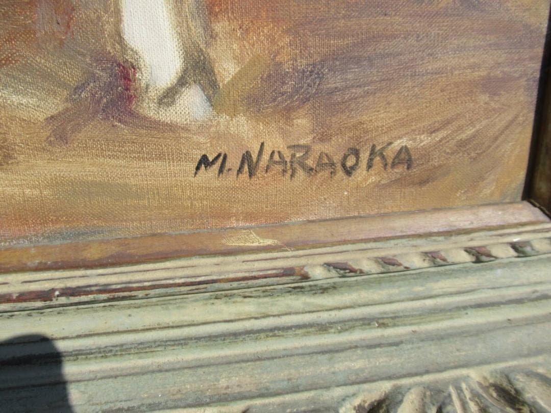 真作保証希少美品1950年代◆日展参与 奈良岡正夫「親仔(山羊)」大作油彩25号