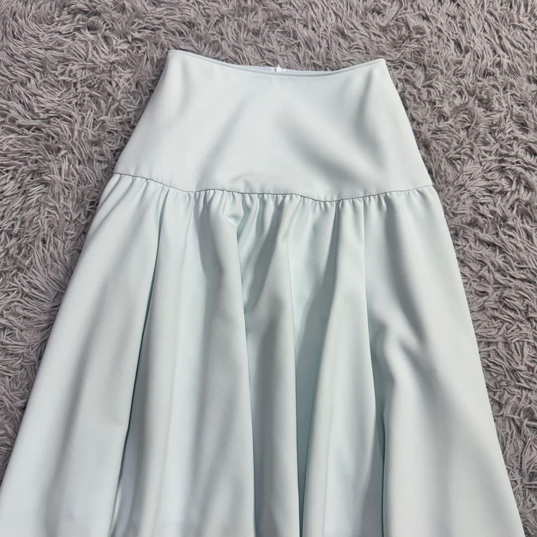 極美品✨’23年 フォクシー モーニングブリーズスカート ギャザーフレア ブルー