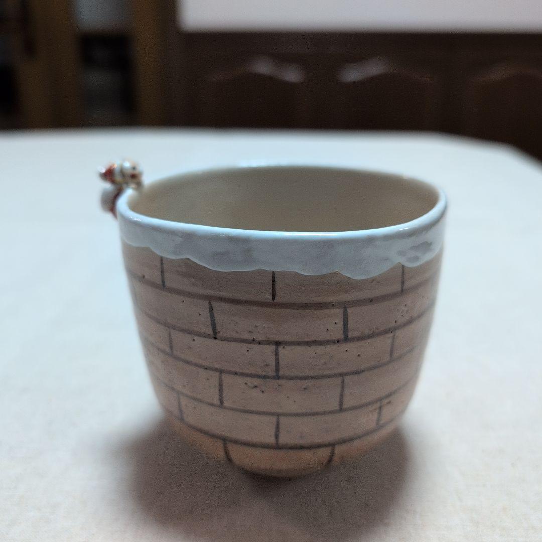 茶道具　抹茶茶碗　筒茶碗　煙突サンタ　クリスマス　東山深山　色絵　栞　化粧箱入