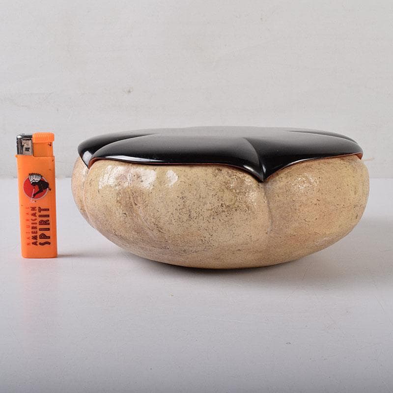 茶道具　楽焼　輪花鉢　菓子器　時代箱付　M　R7991