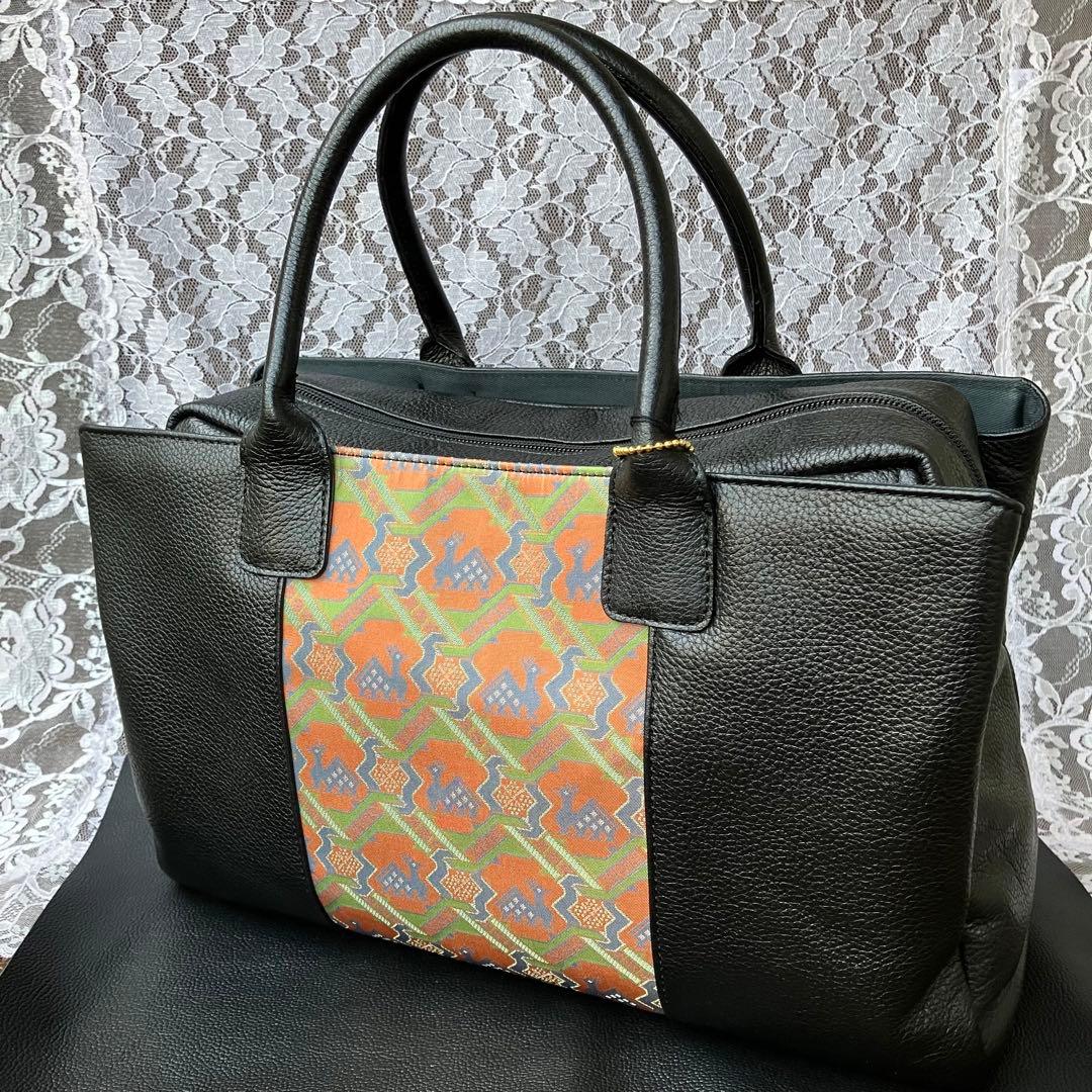 【新品】錦匠 龍村錦 龍村美術織物 名物裂 経錦 鹿文有栖川錦 ×レザー バッグ