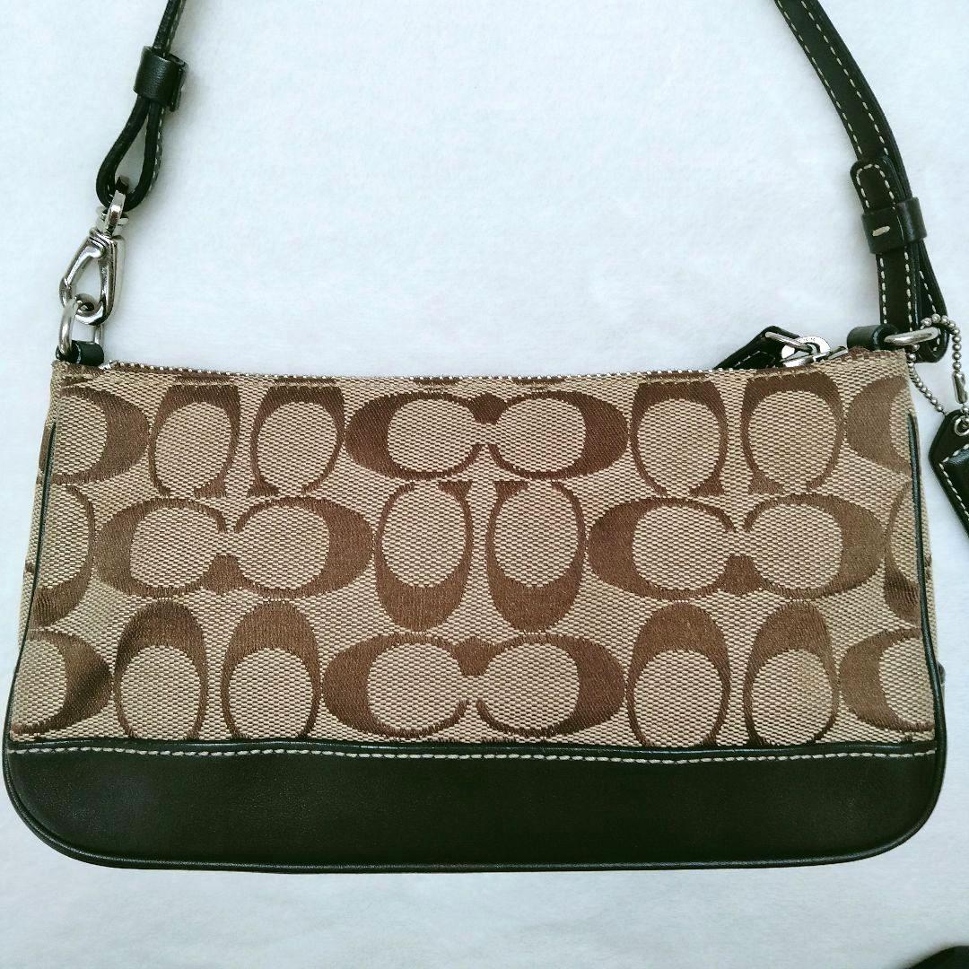 コーチ アクセサリーポーチ ハンドバッグ キャンバス レザー シグネチャー