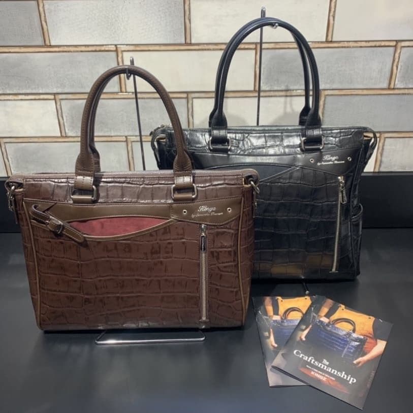 未使用！ KINGZ ブレイン小 (クロコ型押しVer.) 　ダークブラウン