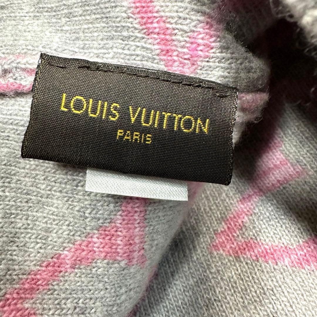 極美品★ルイヴィトン ニット帽　カシミヤ混 帽子 ロゴデザイン ピンク　グレー