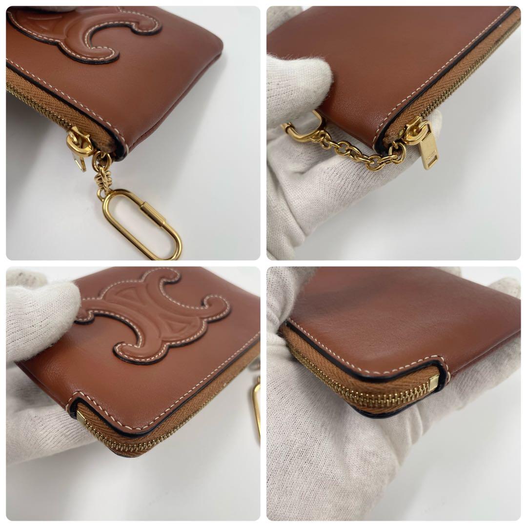 【✨美品】セリーヌ ケース キュイル トリオンフ キーリング付 ブラウン