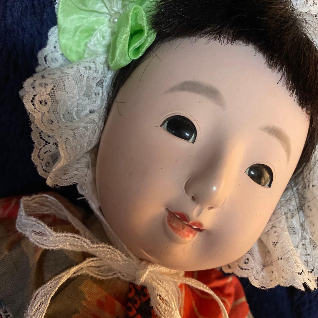 古い　市松人形　英山作　大正時代　４０ｃｍ